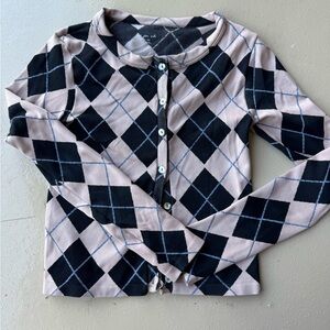 Urban Outfitters Argyle Knit Sweater in Black and Cream